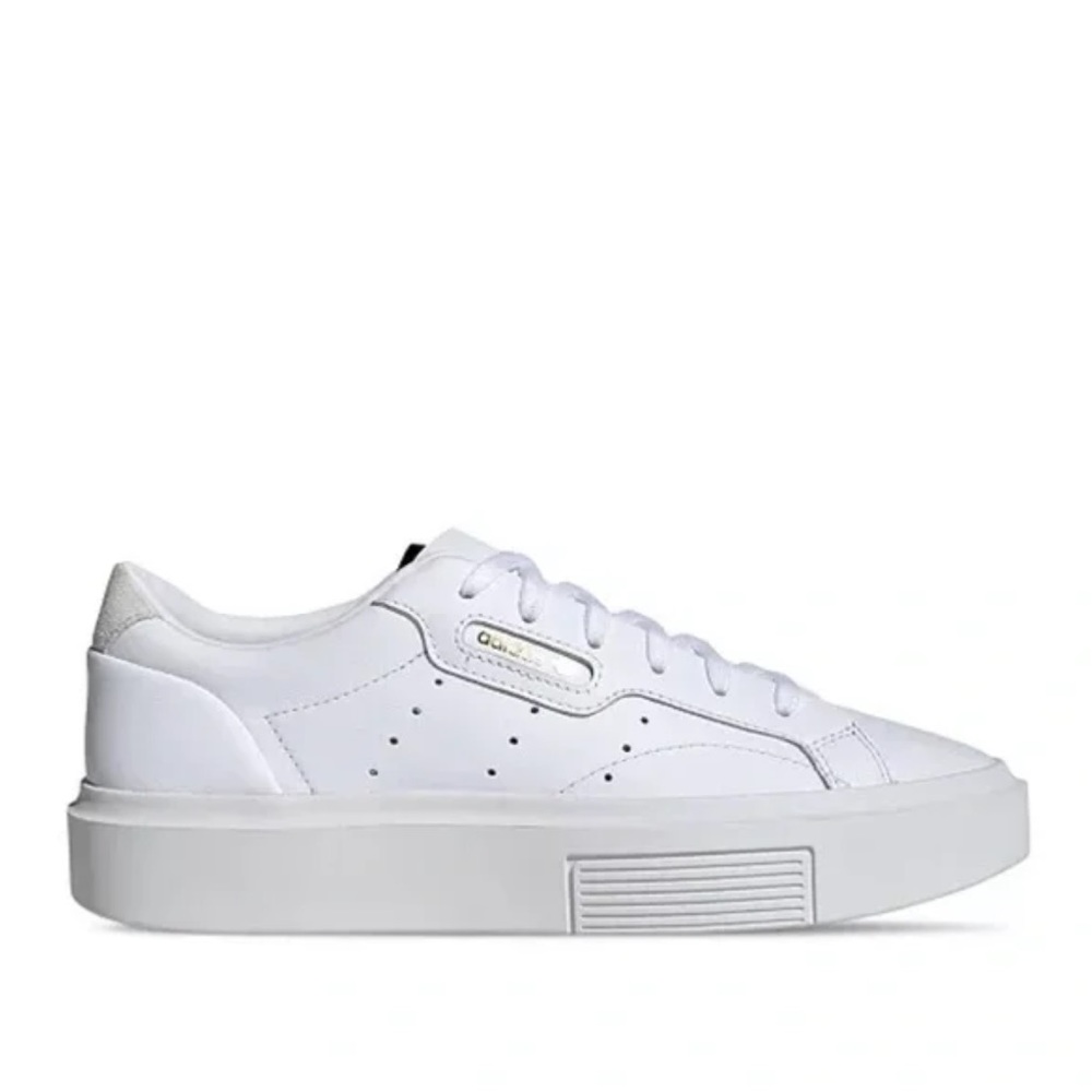 Adidas Originals women’s sleek super sneaker size 8 white/black/gold platform